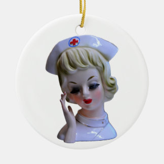 Décoration En Céramique Infirmière Héros de front Vase de tête 1960