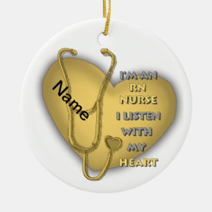 Décoration En Céramique Infirmière inscrite de la RN du coeur jaune
