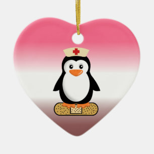 Décoration En Céramique Infirmière Penguin (avec bandaid)