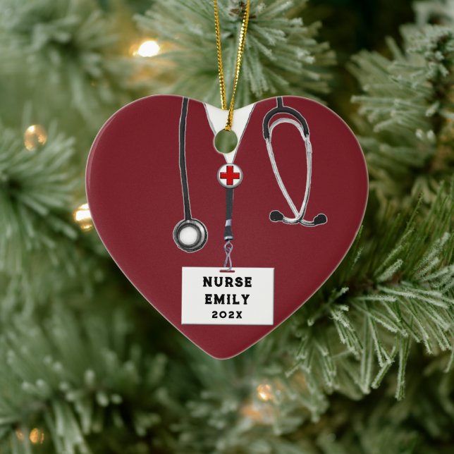 Décoration En Céramique Infirmière personnalisée Noël Collectible 2025 (Arbre)
