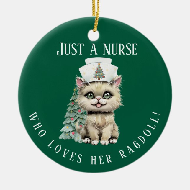 Décoration En Céramique Infirmière personnalisée Ragdoll Chat Noël mignonn (Devant)