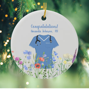 Décoration En Céramique Infirmière personnalisée RN LPN NP Blue Scrubs