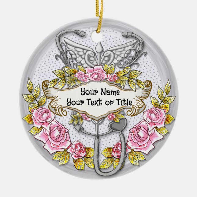 Décoration En Céramique Infirmière stéthoscope caducée (Devant)