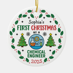 Décoration En Céramique Ingénieur Chimiste Premier Noël Personnalisé