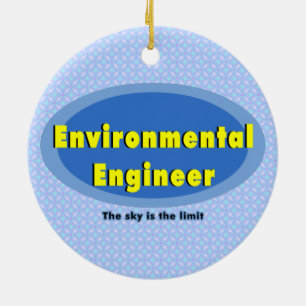 Décoration En Céramique Ingénieur Environnemental Ovale Bleu