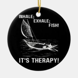Décoration En Céramique Inhale Exhale Fish It's Therapy Fisher Man Fish