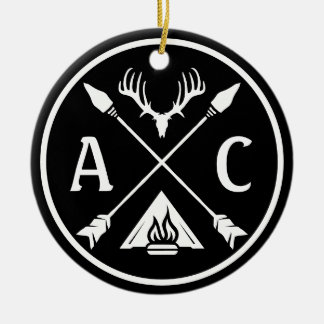 Décoration En Céramique Initiales Rustic Adventure Round Emblem
