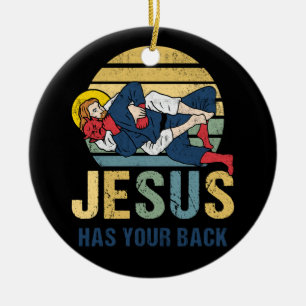 Décoration En Céramique Inspiration Jésus a votre dos Jiu Jitsu Retro
