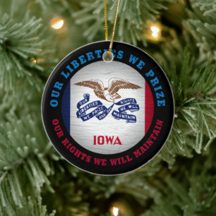 DÉCORATION EN CÉRAMIQUE IOWA HAWKEYE STATE FLAG