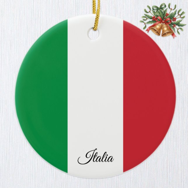 Décoration En Céramique Italy Christmas Ornament, Italian Flag (Italian Flag Ornament / Italia)