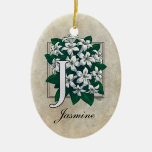 Décoration En Céramique J pour le monogramme de fleur de jasmin