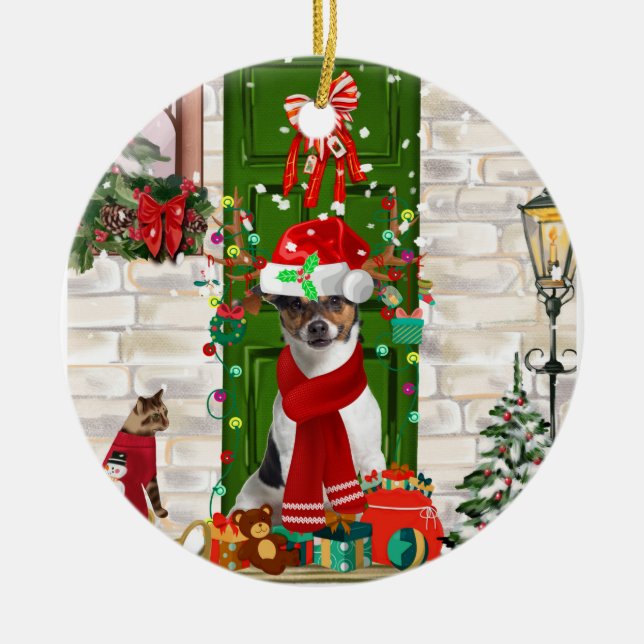 Décoration En Céramique Jack Russell Chien Noël (Devant)
