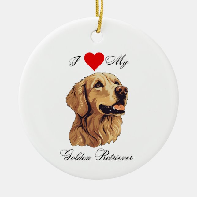 Décoration En Céramique J'adore mon étalon Golden Retriever (Devant)