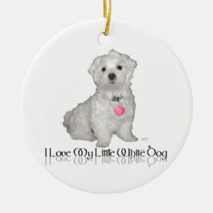 Décoration En Céramique J'adore mon petit chien blanc - Maltese !
