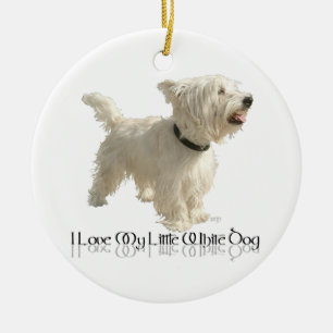 Décoration En Céramique J'adore mon petit chien blanc - Westie