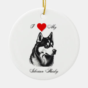 Décoration En Céramique J'adore mon standard Siberian Husky