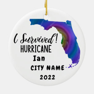 Décoration En Céramique J'Ai Survécu ! Ouragan Ian Custom Florida Nom de l