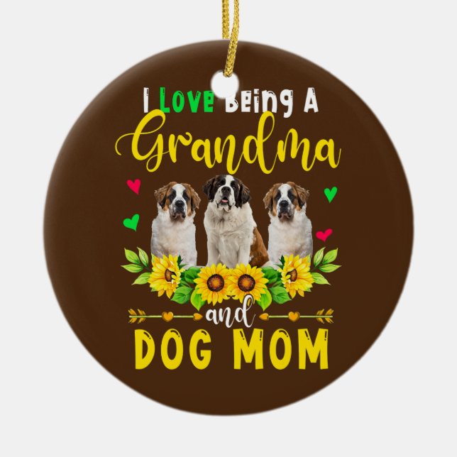 Décoration En Céramique J'Aime Être Grand-Mère Et Chien Maman St Bernard (Devant)