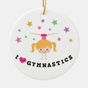 Décoration En Céramique J'aime la fille de bande dessinée de gymnastique
