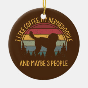 Décoration En Céramique J'aime le café mon Bernedoodle et peut-être 3 pers