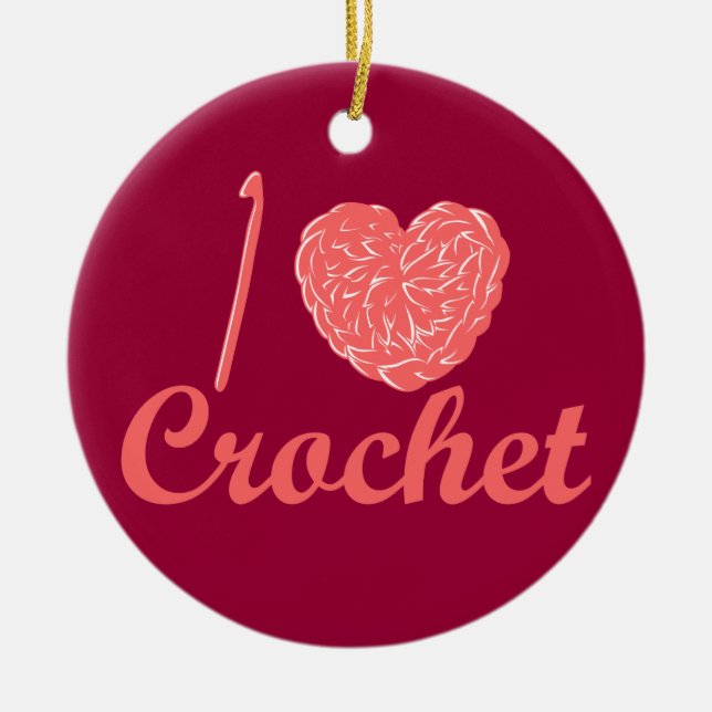 Décoration En Céramique J'aime l'ornement de crochet (Devant)
