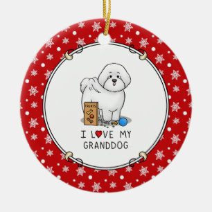 Décoration En Céramique J'Aime Ma Grand-Mère Bichon Frise Chien