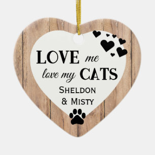 Décoration En Céramique J'aime mes chats Rustique