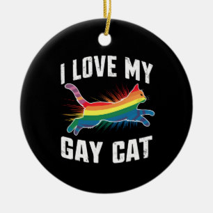 Décoration En Céramique J'aime mon chat gay drôle arc-en-ciel fierté lgbt
