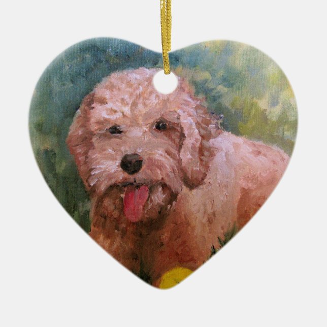 Décoration En Céramique J'aime mon chien Oranament Goldendoodle (Devant)