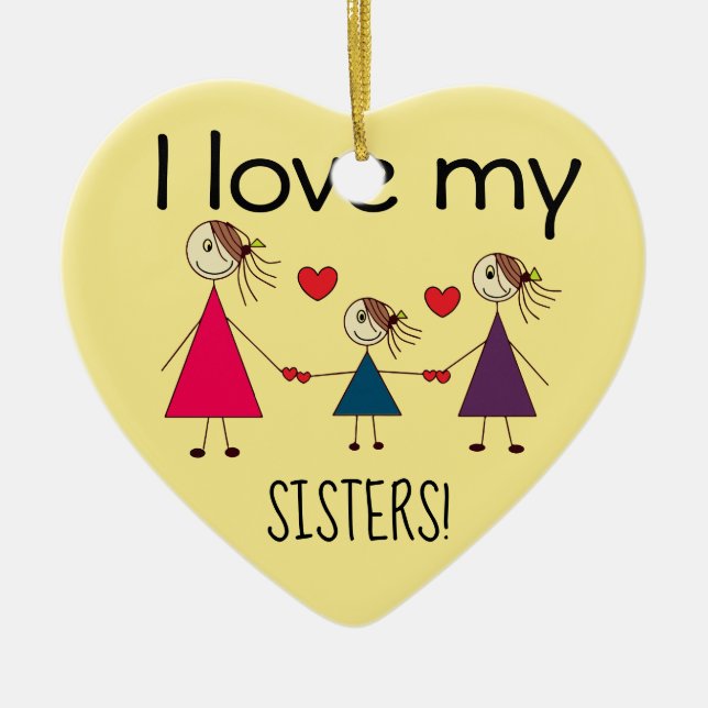 Décoration En Céramique J'aime mon en forme de coeur mignon de SOEURS (Devant)