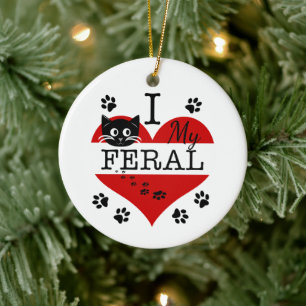 Décoration En Céramique J'Aime Mon Feral Cat Ornament Céramique