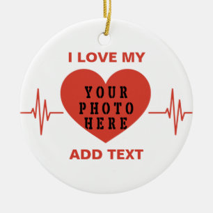 Décoration En Céramique J'Aime Mon Texte Personnalisé Et Ma Photo Un batt