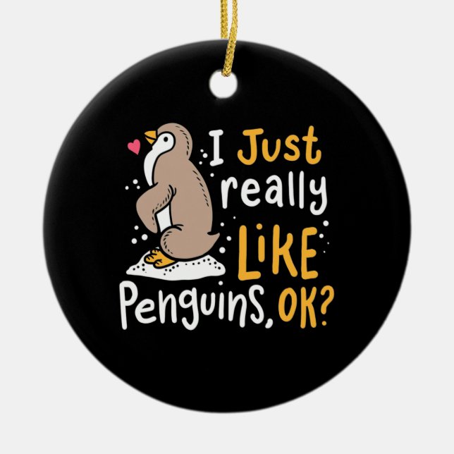 Décoration En Céramique J'Aime Vraiment Les Pingouins Ok (Devant)