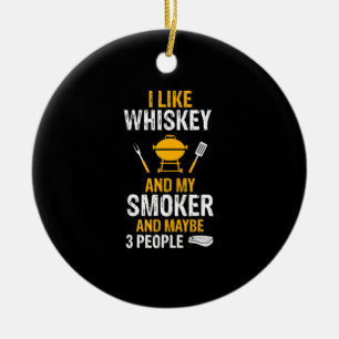 Décoration En Céramique J'Aime Whiskey My Smoke 3 personnes Funny BBBQ