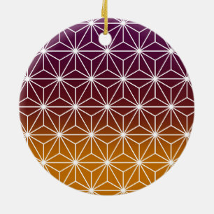 Décoration En Céramique Japanese Asanoha Traditional Print Burgundy & Gold