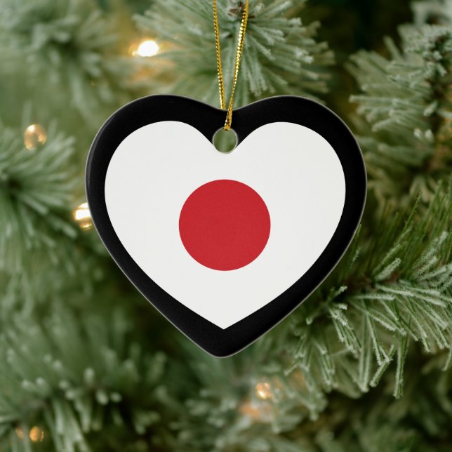 Décoration En Céramique Japon | Coeur du drapeau japonais (Arbre)