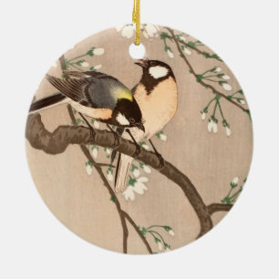 Décoration En Céramique Japonais Asiatique Koson Bird Chickadee Songbird