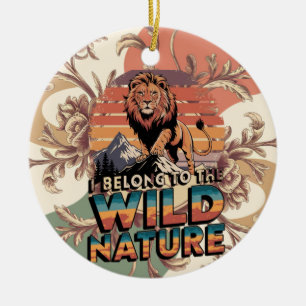 Décoration En Céramique J'Appartiens À L'Illustration Du Lion Feu Sauvage