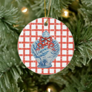 Décoration En Céramique Jar de gingembre bleu et blanc