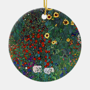 Décoration En Céramique Jardin aux fleurs Gustav Klimt