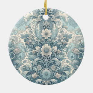 Décoration En Céramique Jardin victorien en bleu   Vintage Floral Baroque