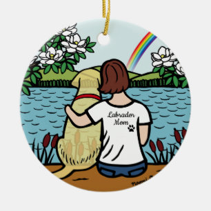 Décoration En Céramique Jaune Labrador Angel et maman Brown