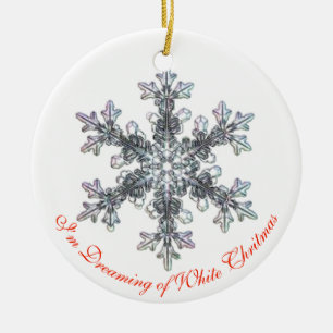 Décoration En Céramique Je rêve d’un flocon de neige blanc de Noël