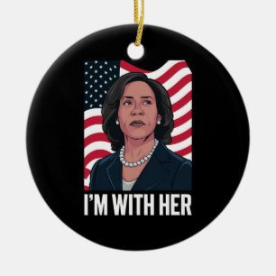 Décoration En Céramique Je suis avec son vote Kamala pour le président 202