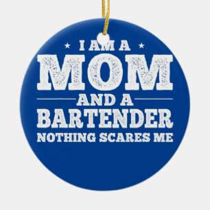 Décoration En Céramique Je suis une maman et un barman Rien ne me fait peu