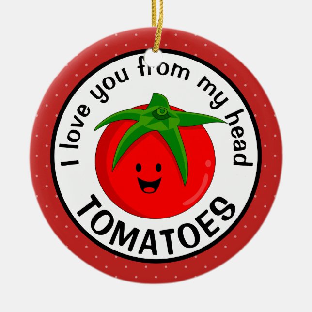Décoration En Céramique Je T'Aime De Ma Tête Tomates (Devant)