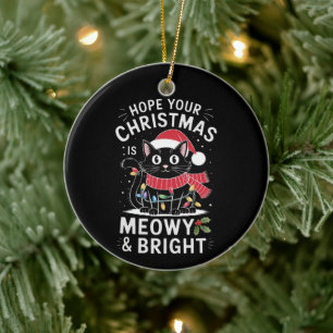 Décoration En Céramique J'espère que votre Noël est félin et lumineux Chat
