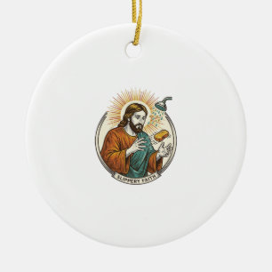 Décoration En Céramique Jésus a laissé tomber du savon glissant dans la ba