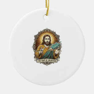 Décoration En Céramique Jésus a laissé tomber le savon glissant sous la do