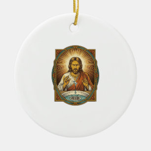 Décoration En Céramique Jésus a laissé tomber sa lentille de contact dans